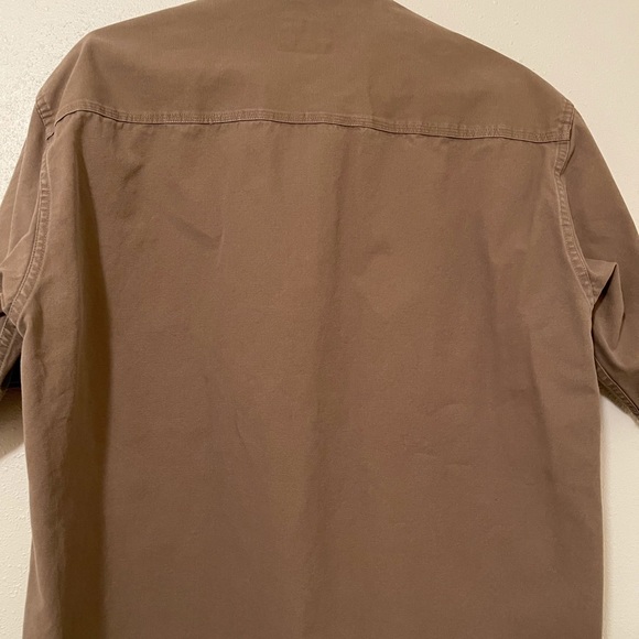 Cabela's Roughneck Stonewash Rugged Button Front Short Sleeve Shirt Brown Mens M - Picture 4 of 11